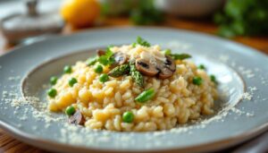 Il risotto strepitoso, che unisce i sapori del bosco e la freschezza dell’orto