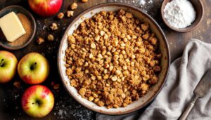 5 minuti di preparazione, 25 minuti di cottura: il crumble di mele e nocciole, croccante, dorato e divinamente semplice da provare questo autunno