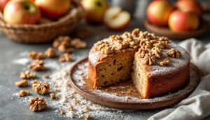 Torta di mele integrale senza zuccheri aggiunti: soffice e rustica, con noci croccanti