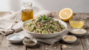 Insalata di farro con fave e menta, il pranzo leggero che sazia senza appesantire
