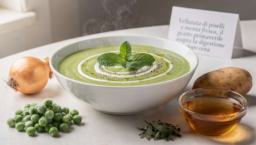 Vellutata di piselli e menta fresca, il piatto primaverile che aiuta la digestione dopo cena