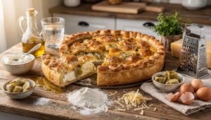 Torta salata con ricotta e carciofi: la base senza burro che resta croccante per ore