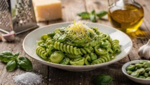 Pasta al pesto di fave fresche: il primo piatto verde di primavera pronto in 12 minuti