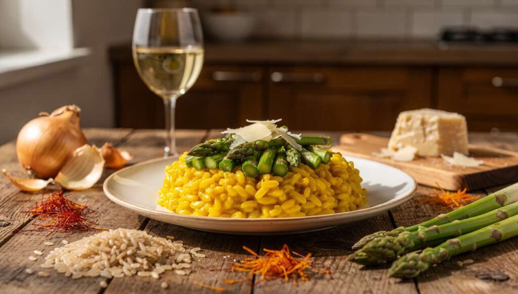 Risotto con asparagi e zafferano: cremoso e primaverile, ecco il tocco che fa la differenza