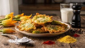 Frittelle di fiori di zucca al forno, leggere e croccanti senza una goccia di olio